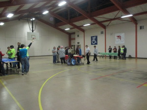 Teams battle at their stations in the gym - we had the blue team, red team & green team!