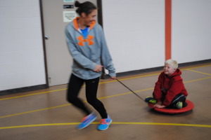 Some of the fun with Scooter Bowling in the gym!