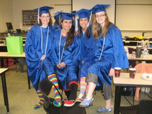 We graduated! With stylin' footwear. I'm on the far left.