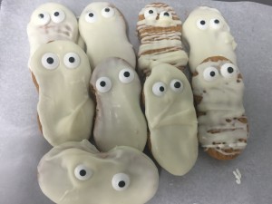We made a lot of Halloween treats, and these ghost cookies were delicious!