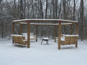 The fire circle by our nurses' station after some snow!